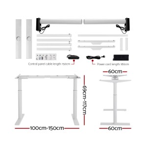 Electric Standing Desk 140cm Adjustable Sit Stand Desks White Black 140cm