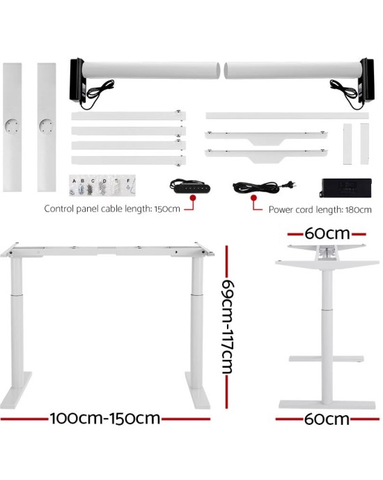 Electric Standing Desk 140cm Adjustable Sit Stand Desks White Brown 140cm